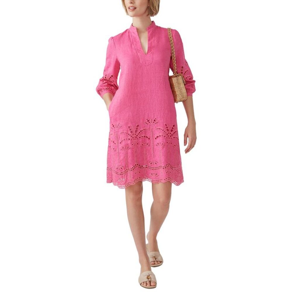 J.Mclaughlin Womens Linen-Blend Newbury Dress, Pink